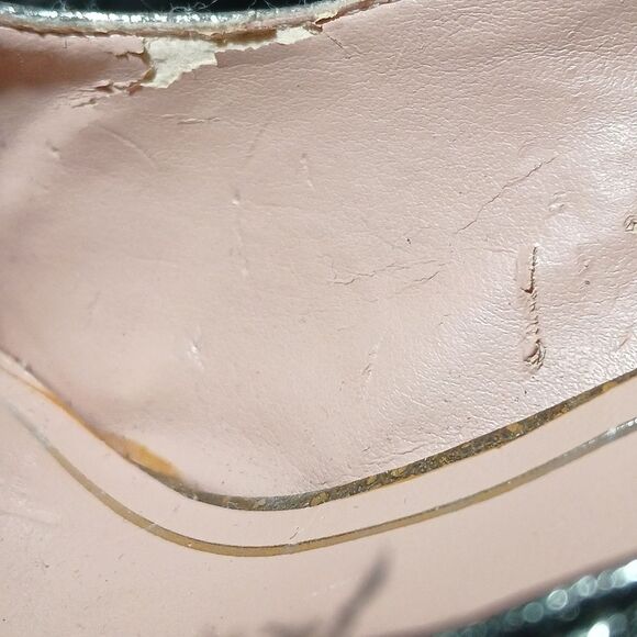 Enzo Angiolini Easamendra leather gold silver sparkle platforms Sz 10 - Picture 9 of 10